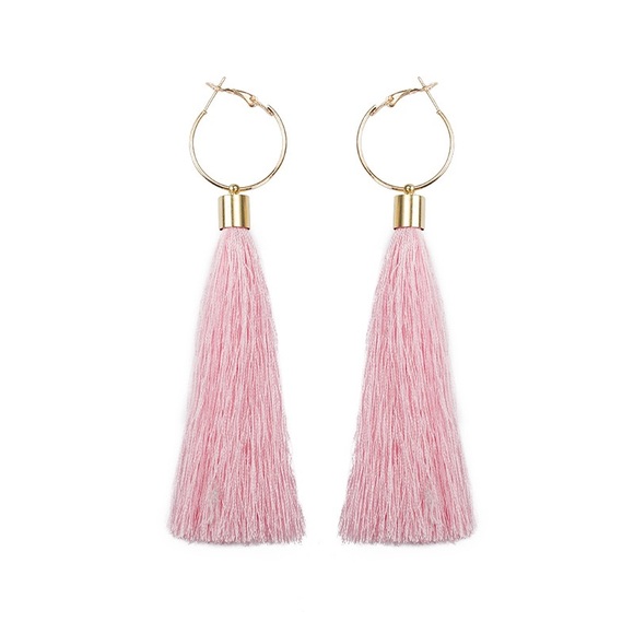 🔸2 for $15🔸Pink Tassel Earrings - Picture 1 of 2